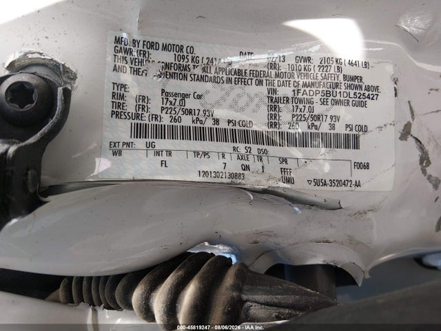45819247 :رقم المزاد ، 1FADP5BU1DL525427 vin ، 2013 Ford C-max Hybrid Sel مزاد بيع