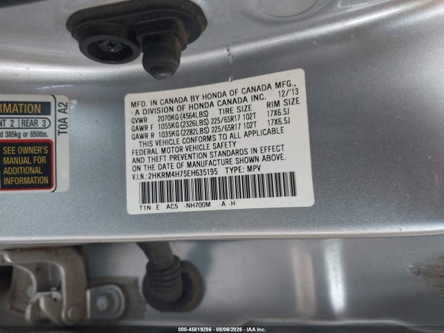 2HKRM4H75EH635195 Honda Cr-v Ex-l
