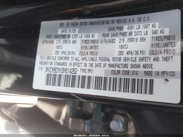 45819311 :رقم المزاد ، 3MVDMBCMXSM814252 vin ، 2025 Mazda Cx-30 2.5 S Preferred Package مزاد بيع