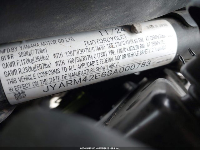 Aukcja sprzedaży 2025 Yamaha Mtm690, vin: JYARM42E6SA000783, numer aukcji: 45819313
