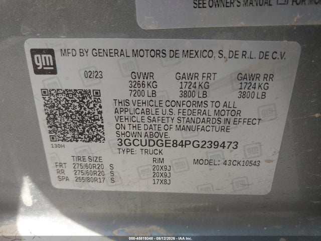 3GCUDGE84PG239473 Chevrolet Silverado 1500 4wd Short Bed Ltz