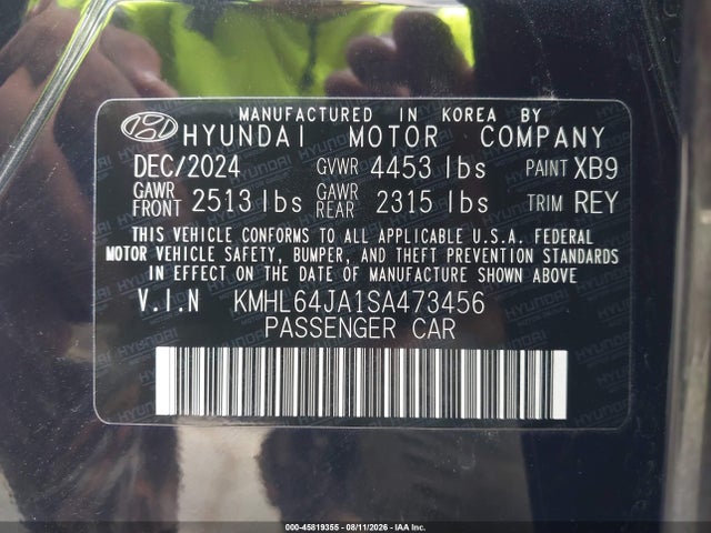 Продаж на аукціоні авто 2025 Hyundai Sonata Sel, vin: KMHL64JA1SA473456, номер лоту: 45819355