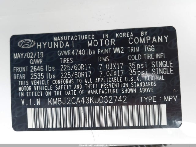 Hyundai TUCSON SE 2019 KM8J2CA43KU032742 Image 9