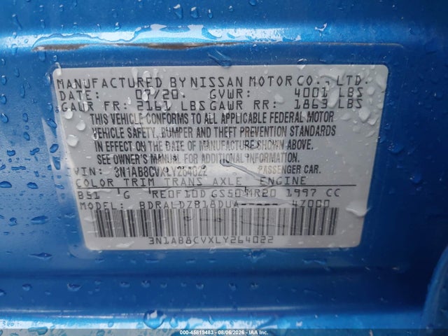 Продаж на аукціоні авто 2020 Nissan Sentra Sv Xtronic Cvt, vin: 3N1AB8CVXLY264022, номер лоту: 45819483