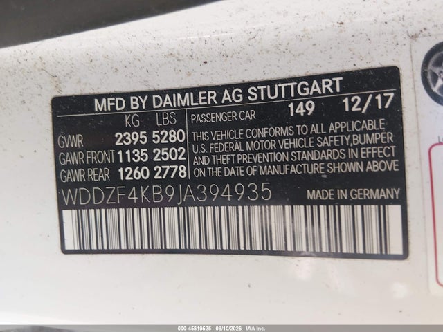 WDDZF4KB9JA394935 Mercedes-Benz E 300 4matic
