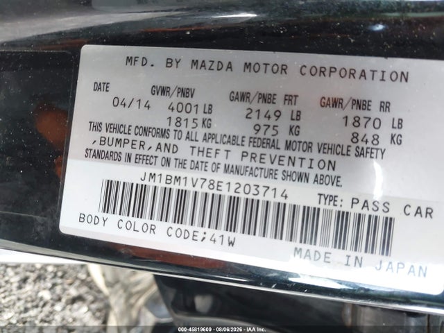 Aukcja sprzedaży 2014 Mazda Mazda3 I Touring, vin: JM1BM1V78E1203714, numer aukcji: 45819609