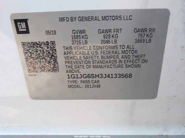 Chevrolet Sonic Lt Auto 2018 1G1JG6SH3J4133568 Image 9