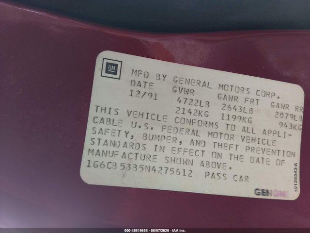 Продажа на аукционе авто 1992 Cadillac Fleetwood, vin: 1G6CB53B5N4275612, номер лота: 45819658
