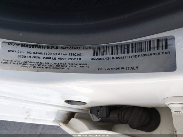 Maserati Ghibli 2017 ZAM57XSL1H1226311 Image 9