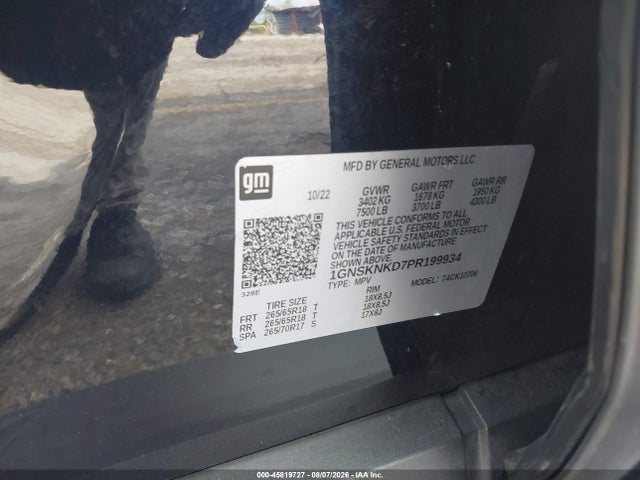 Продаж на аукціоні авто 2023 Chevrolet Tahoe 4wd Lt, vin: 1GNSKNKD7PR199934, номер лоту: 45819727