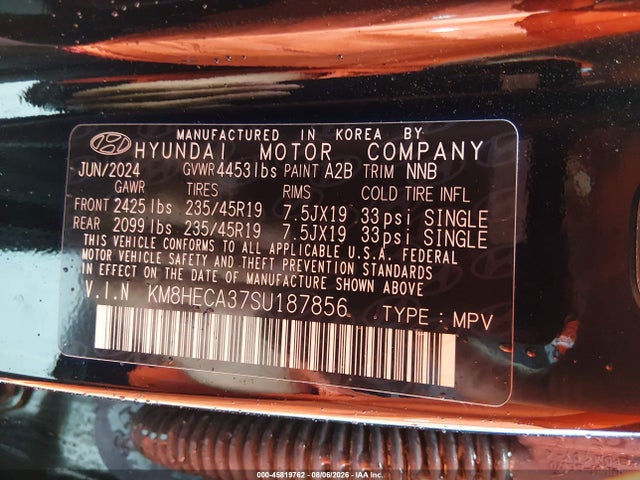Продажа на аукционе авто 2025 Hyundai Kona Limited, vin: KM8HECA37SU187856, номер лота: 45819762