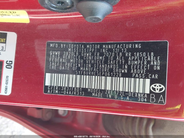 Toyota Corolla Le Plus 2014 5YFBURHE5EP061228 Image 9
