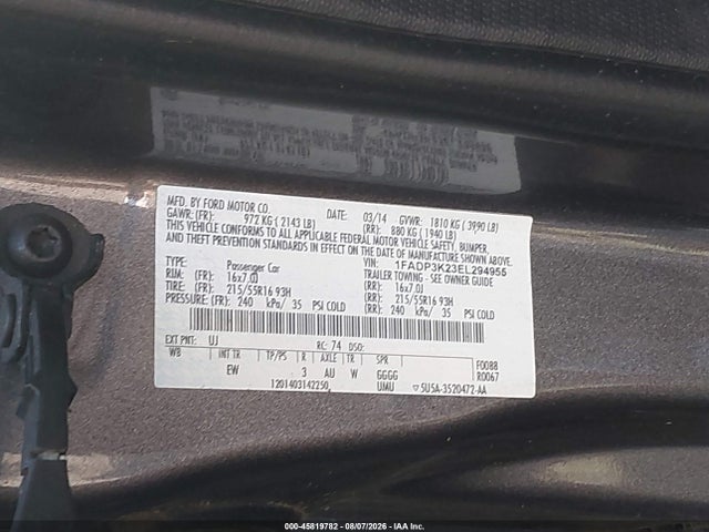 Ford FOCUS SE 2014 1FADP3K23EL294955 Image 9