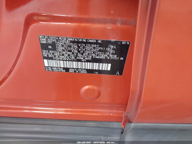 2T3ZFREV8FW141711 Toyota RAV4 LE