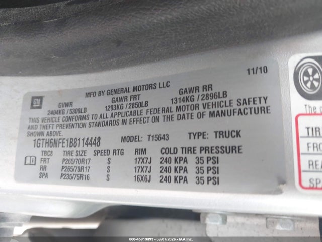 2011 Gmc Canyon Slt მანქანა იყიდება აუქციონზე, vin: 1GTH6NFE1B8114448, აუქციონის ნომერი: 45819893