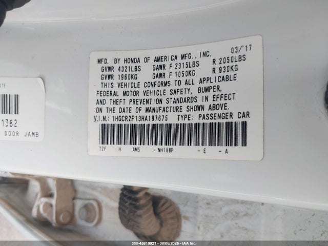 Продаж на аукціоні авто 2017 Honda Accord Sport Se, vin: 1HGCR2F13HA187675, номер лоту: 45819921