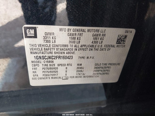 Chevrolet Suburban Lt 2015 1GNSCJKC2FR160423 Image 9