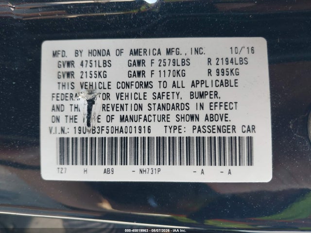 2017 Acura Tlx Technology Package მანქანა იყიდება აუქციონზე, vin: 19UUB3F50HA001916, აუქციონის ნომერი: 45819963