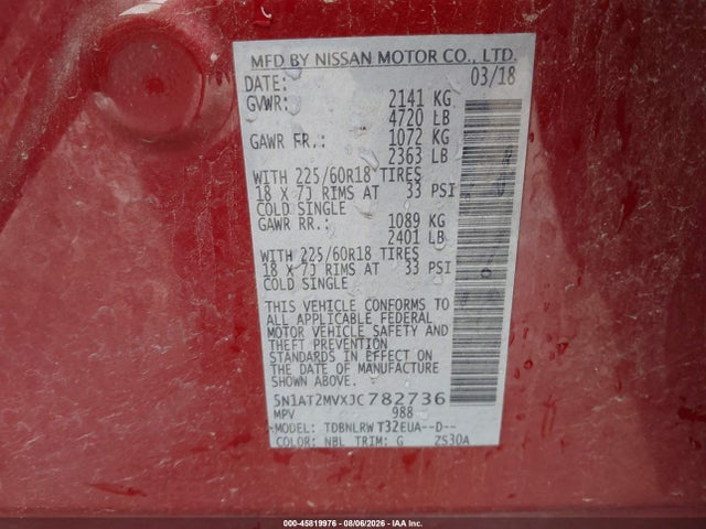 Nissan Rogue Sl 2018 5N1AT2MVXJC782736 Image 9