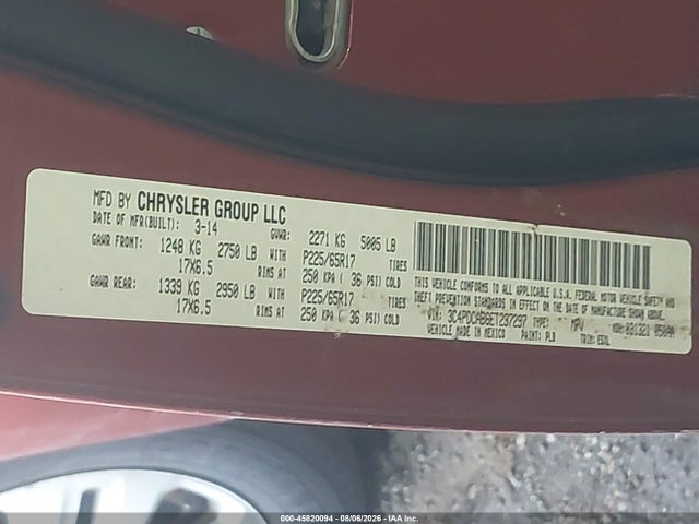 Продажа на аукционе авто 2014 Dodge Journey American Value Pkg, vin: 3C4PDCAB6ET237297, номер лота: 45820094