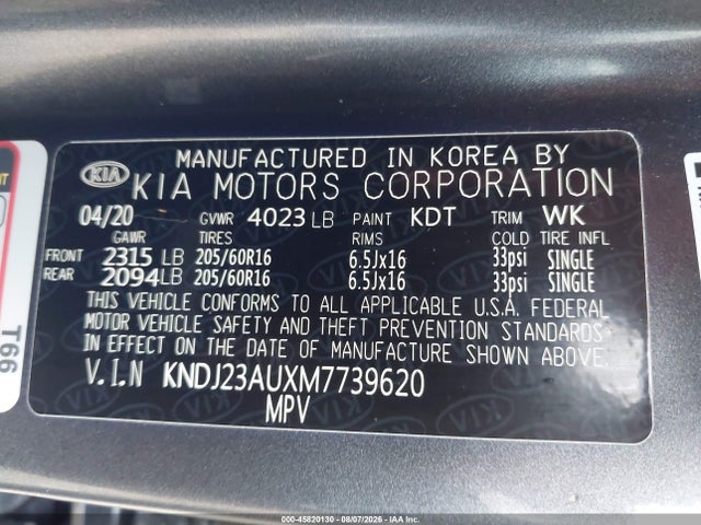 Продаж на аукціоні авто 2021 Kia Soul Lx, vin: KNDJ23AUXM7739620, номер лоту: 45820130