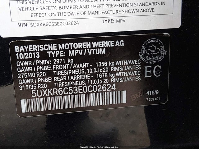 BMW X5 Xdrive50i 2014 5UXKR6C53E0C02624 Image 9