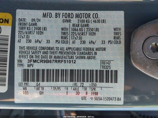 3FMCR9B67RRF51012 Ford Bronco Sport Big Bend