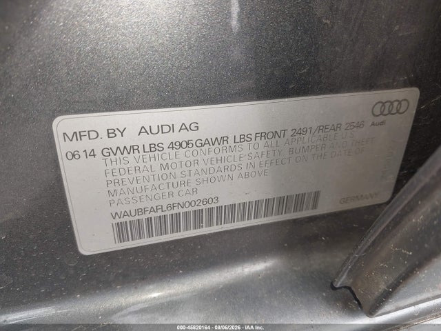 Aukcja sprzedaży 2015 Audi A4 2.0t Premium, vin: WAUBFAFL6FN002603, numer aukcji: 45820164