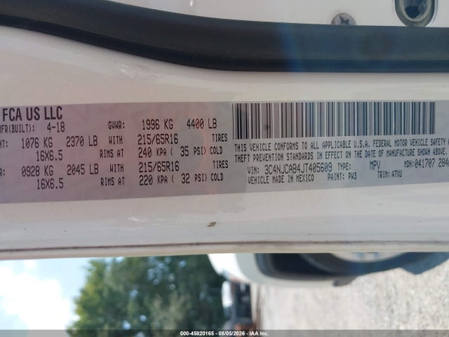 2018 Jeep Compass Sport Fwd მანქანა იყიდება აუქციონზე, vin: 3C4NJCAB4JT405609, აუქციონის ნომერი: 45820165