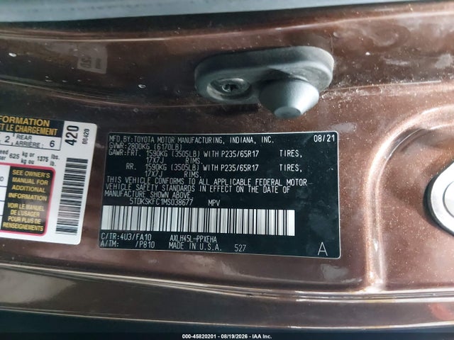 Toyota SIENNA LE 2021 5TDKSKFC1MS038677 Image 9