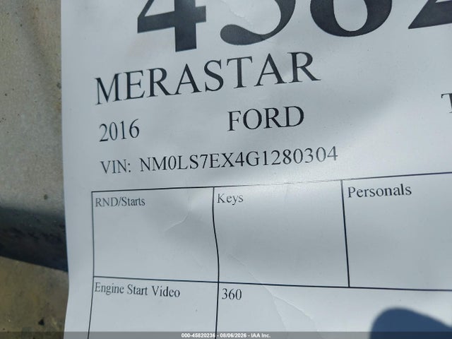 2016 Ford Transit Connect Xl მანქანა იყიდება აუქციონზე, vin: NM0LS7EX4G1280304, აუქციონის ნომერი: 45820236
