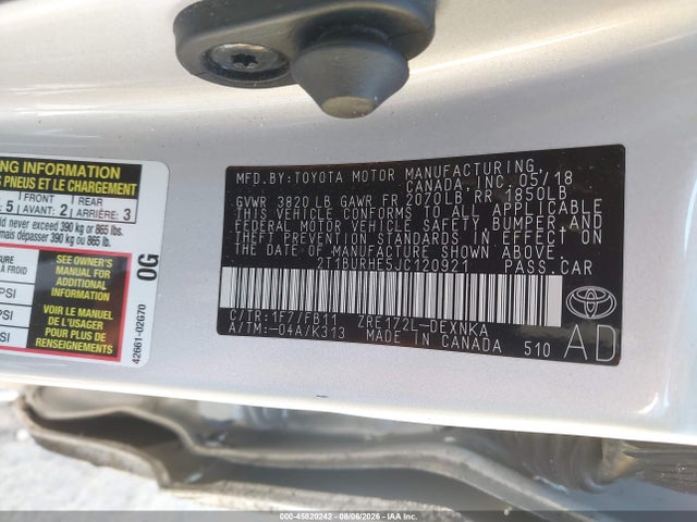 Toyota COROLLA LE 2018 2T1BURHE5JC120921 Image 9