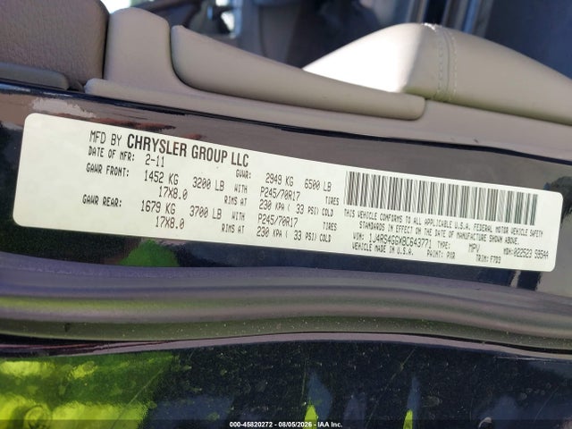 45820272 :رقم المزاد ، 1J4RS4GGXBC643771 vin ، 2011 Jeep Grand Cherokee Laredo مزاد بيع