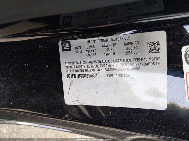 1G1FB1RS3G0158916 Chevrolet Camaro 1lt