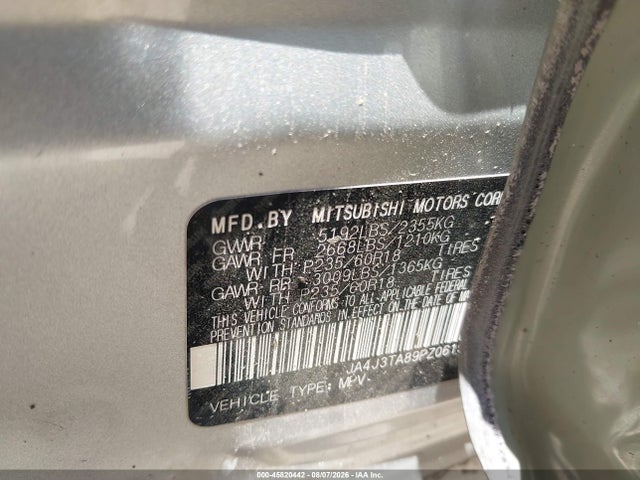 2023 Mitsubishi Outlander Es 2.5 2wd მანქანა იყიდება აუქციონზე, vin: JA4J3TA89PZ061994, აუქციონის ნომერი: 45820442