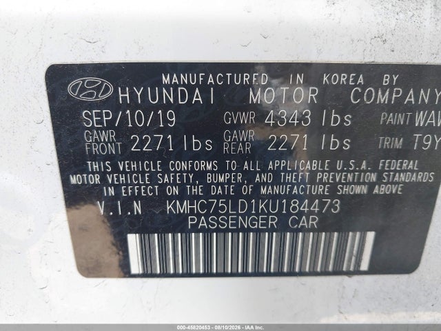 KMHC75LD1KU184473 Hyundai Ioniq Plug-in Hybrid Limited