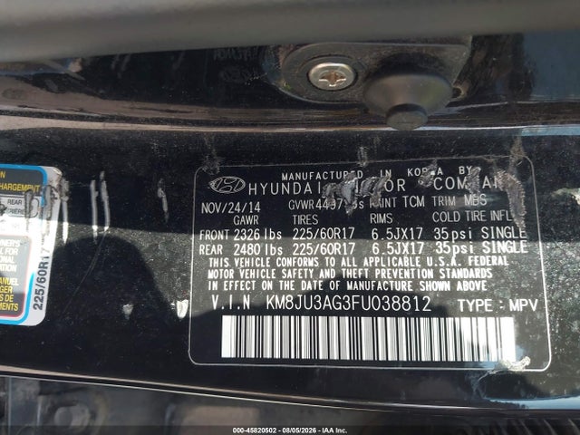 Aukcja sprzedaży 2015 Hyundai Tucson Se, vin: KM8JU3AG3FU038812, numer aukcji: 45820502
