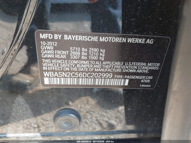 Aukcja sprzedaży 2013 Bmw 535i Gran Turismo, vin: WBASN2C56DC202999, numer aukcji: 45820514