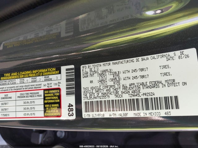 Toyota Tacoma Sr5 2026 3TMLB5JN4TM235579 Image 9