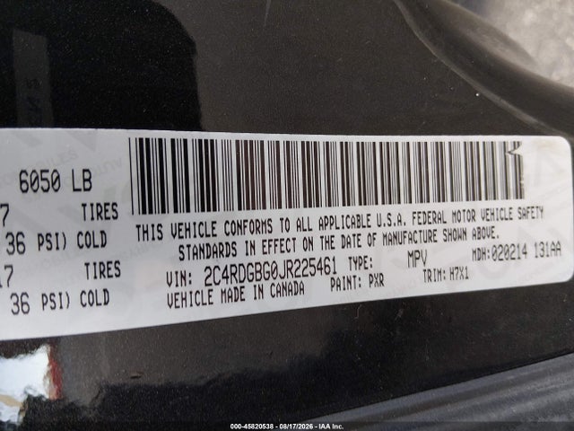 Dodge Grand Caravan Se 2018 2C4RDGBG0JR225461 Image 9