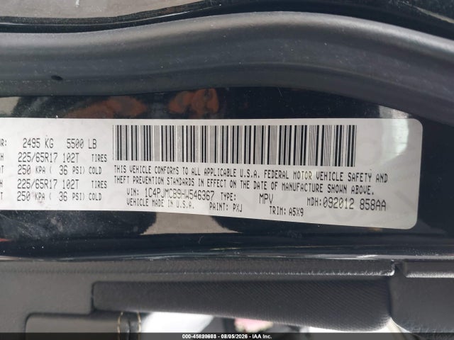 Продажа на аукционе авто 2017 Jeep Cherokee Latitude 4x4, vin: 1C4PJMCB9HW546367, номер лота: 45820603