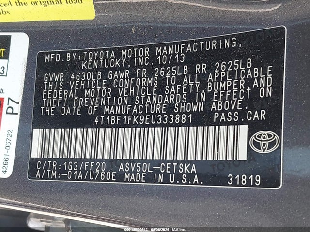 Продажа на аукционе авто 2014 Toyota Camry Se, vin: 4T1BF1FK9EU333881, номер лота: 45820613