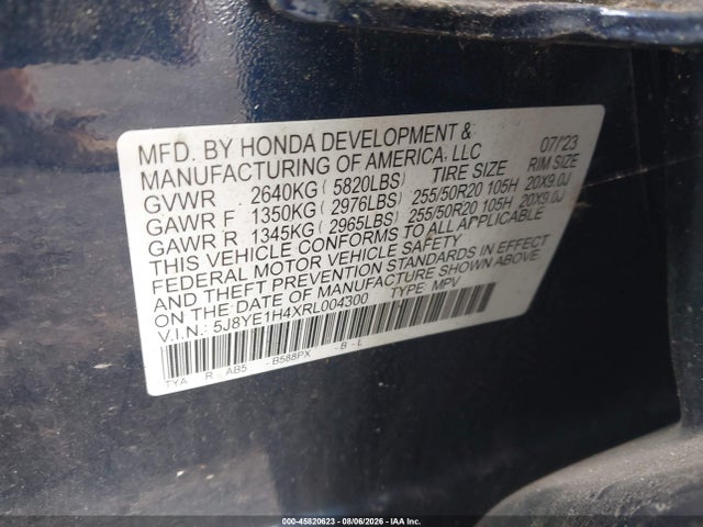 45820623 :رقم المزاد ، 5J8YE1H4XRL004300 vin ، 2024 Acura Mdx Technology Package مزاد بيع