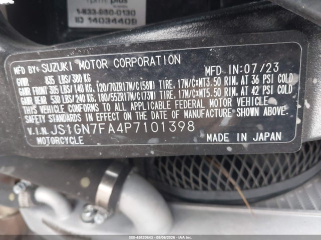 JS1GN7FA4P7101398 Suzuki GSX-R600