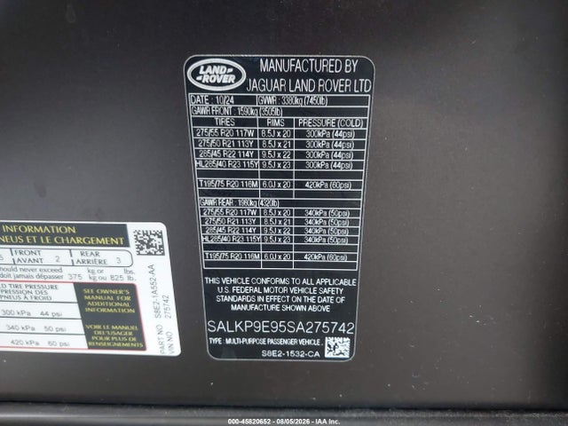 SALKP9E95SA275742 Land Rover Range Rover P530 Se