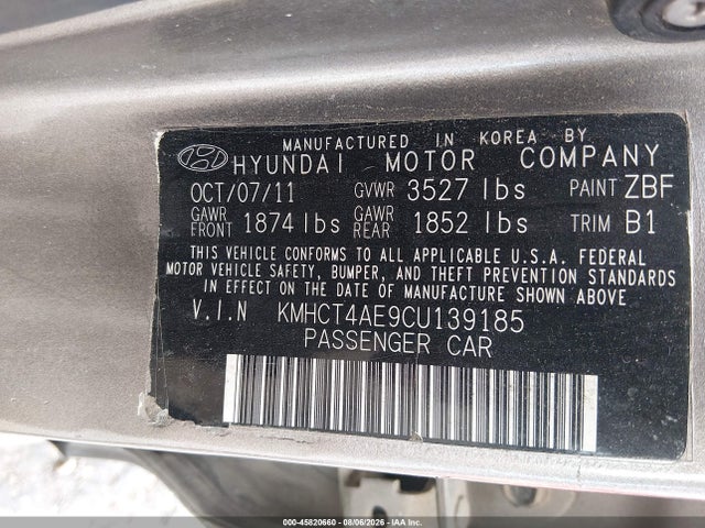 2012 Hyundai Accent Gls მანქანა იყიდება აუქციონზე, vin: KMHCT4AE9CU139185, აუქციონის ნომერი: 45820660