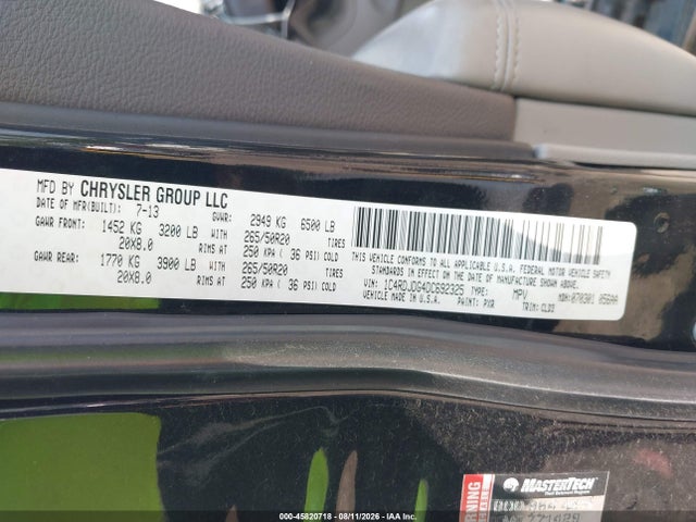 Aukcja sprzedaży 2013 Dodge Durango Crew, vin: 1C4RDJDG4DC692325, numer aukcji: 45820718