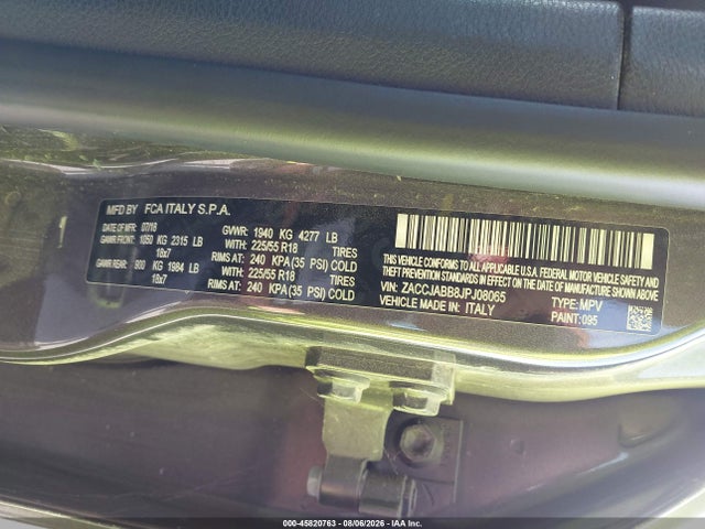 ZACCJABB8JPJ08065 Jeep Renegade Altitude Fwd