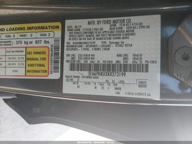 Ford Fusion Hybrid Titanium 2019 3FA6P0RU2KR273199 Image 9