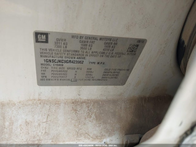 45820856 :رقم المزاد ، 1GNSCJKC9GR423962 vin ، 2016 Chevrolet Suburban Ltz مزاد بيع